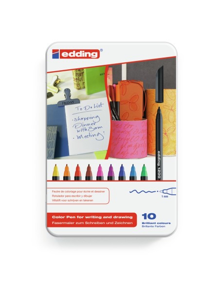 1200 colourpen rotulador Fino Negro, Azul, Marrón, Verde, Naranja, Rosa, Púrpura, Rojo, Amarillo 10 pieza(s)