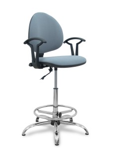 Taburete Smart micro gris brazos fijos base cromada y topes