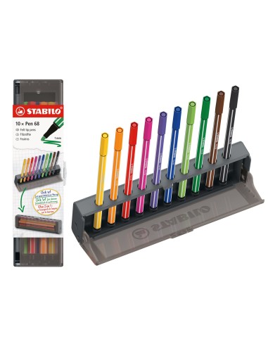 6810-7 rotulador Medio Naranja, Marrón, Violeta, Negro, Ultramarine, Carmín, Amarillo, Rosa, Verde, Verde claro 10 pieza(s)