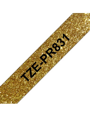 TZE-PR831 cinta para impresora de etiquetas Negro en el oro