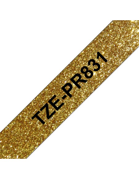 TZE-PR831 cinta para impresora de etiquetas Negro en el oro