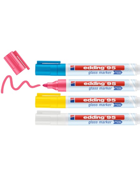95 Glass marcador 4 pieza(s) Punta redonda Azul, Rosa, Blanco, Amarillo