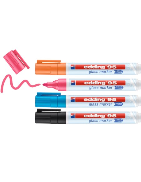 95 Glass marcador 4 pieza(s) Punta redonda Negro, Azul, Naranja, Rosa