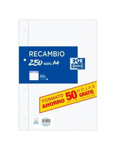 OXFORD RECAMBIO PAQUETE A4 200H + 50H GRATIS 4X4 CON MARGEN