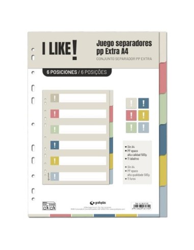 GRAFOPLÁS SEPARADORES 6 POSICIONES A4 11 TALADROS PP I LIKE 3