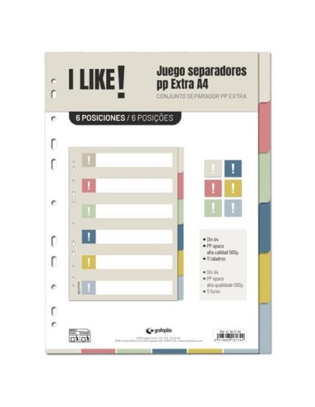 GRAFOPLÁS SEPARADORES 6 POSICIONES A4 11 TALADROS PP I LIKE 3