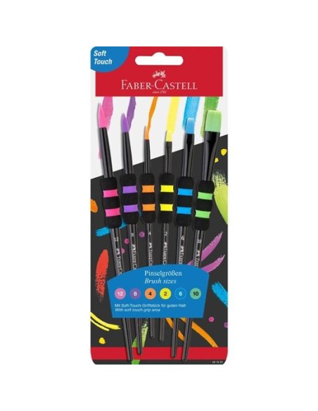 FABER CASTELL PINCELES PELO SINTÉTICO SOFT TOUCH EDICIÓN BLACK BLÍSTER 6 UD