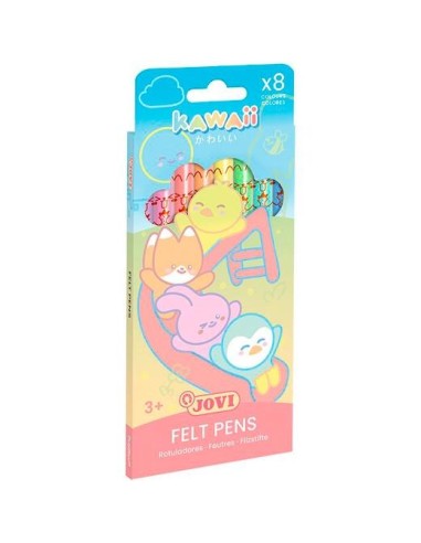 JOVI ROTULADORES KAWAII FELT PENS C/SURTIDOS PASTEL ESTUCHE 8 UD - Color no elegible