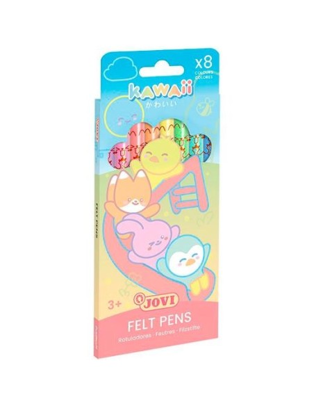JOVI ROTULADORES KAWAII FELT PENS C/SURTIDOS PASTEL ESTUCHE 8 UD - Color no elegible