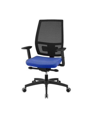 UNISIT SILLA MELANIA GIRATORIA SINCRO CON TRASNLAP REPOSABRAZOS AJUSTABLES RESPALDO MALLA NEGRO Y ASIENTO ACOLCHADO AZUL