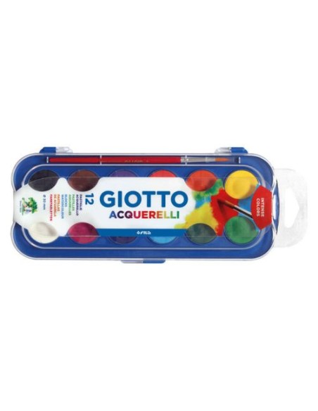 Estuche plastico 12 acuarelas giotto pincel colores surtidos