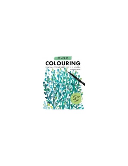 Reverse colouring dibujar naturaleza sobre fondos acuarela