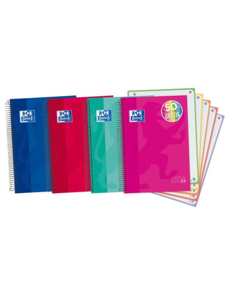 400088484 cuaderno y block A4+ 120 hojas Azul, Fucsia, Color menta, Rojo