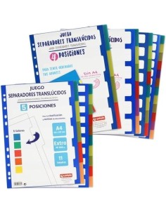 GRAFOPLAS SEPARADORES MULTITALADRO 11 PP 0,5 TRANSLÚCIDO EXTRA 12 POSICIONES A4 SURTIDOS
