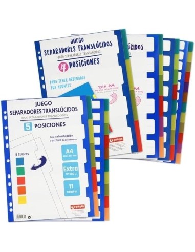 GRAFOPLAS SEPARADORES MULTITALADRO 11 PP 0,5 TRANSLÚCIDO EXTRA 12 POSICIONES A4 SURTIDOS
