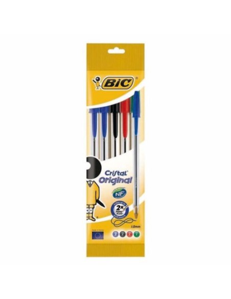 BLISTER 5 BOLIGRAFOS BIC CRISTAL COLORES SURTIDOS