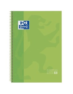 OXFORD CUADERNO EUROPEANBOOK 1 MICROPERFORADO 80 HOJAS 1 LINEA TAPAS EXTRADURAS CLASSIC A4+ VERDE MANZANA -5U-