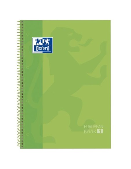 OXFORD CUADERNO EUROPEANBOOK 1 MICROPERFORADO 80 HOJAS 1 LINEA TAPAS EXTRADURAS CLASSIC A4+ VERDE MANZANA -5U-