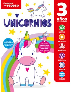 CUADERNO DE REPASO TEMATICO LUMINISCENTE 3 ANOS UNICORNIOS