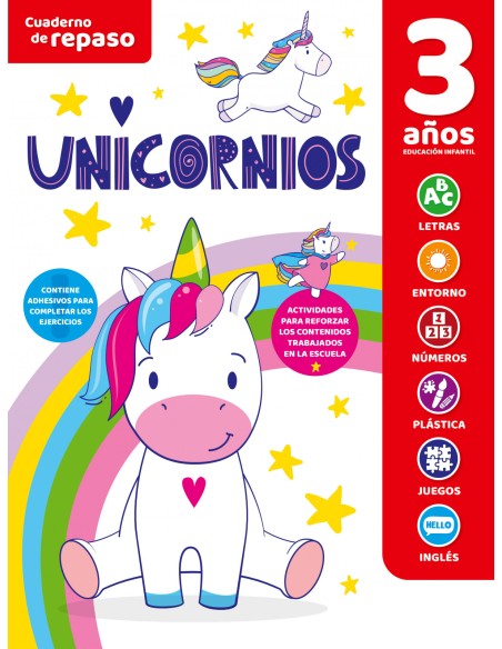 CUADERNO DE REPASO TEMATICO LUMINISCENTE 3 ANOS UNICORNIOS