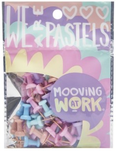 BLISTER 50 PUSHPINS PASTEL MAW PASTEL