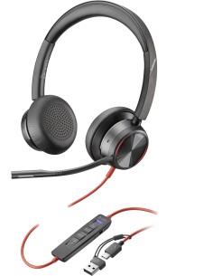 Auriculares estéreo Blackwire 8225 con certificación Microsoft Teams USB-C + Adaptador USB-C/A