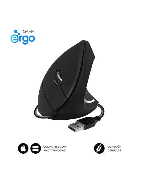 Ratón GLIDE VERTICAL ERGO WIRED MOUSE BLACK