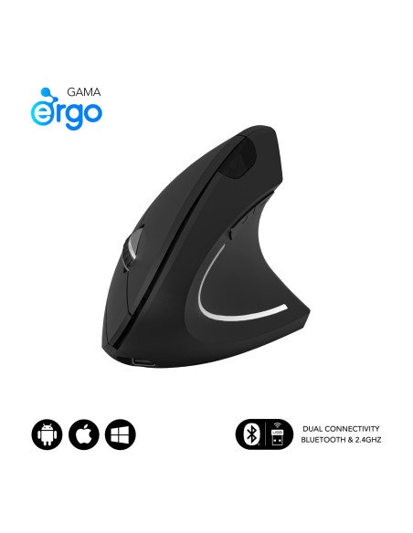 Ratón GLIDE VERTICAL ERGO DUAL MOUSE BATTERY BLACK Ratón GLIDE VERTICAL ERGO DUAL MOUSE BATTERY BLACK