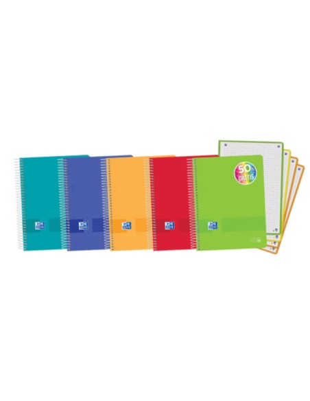 400149424 cuaderno y block A5 120 hojas Color aguamarina, Azul, Verde, Durazno, Rojo