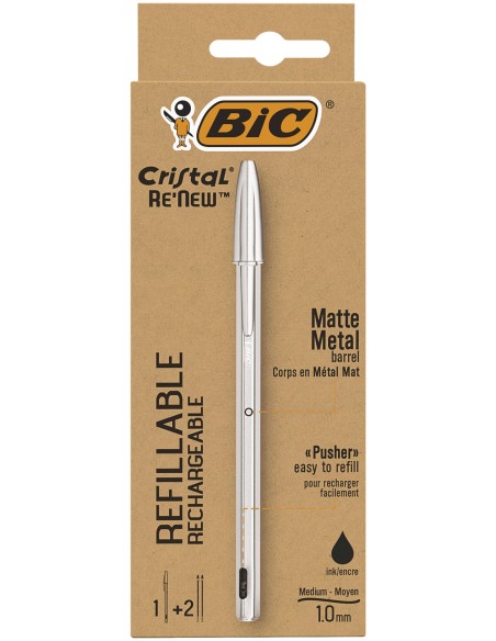 Cristal Renew Negro Bolígrafo 997201 - Pack de 3 unidades