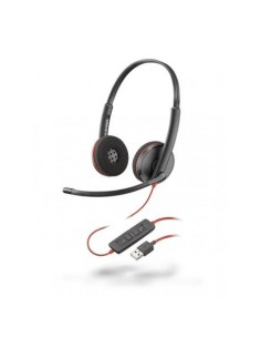 POLY AURICULARES BLACKWIRE C3220 DIADEMA ESTÉREO MICRÓFONO CONTROL DE VOLUMEN CABLE USB A NEGRO
