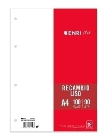 RECAMBIO ENRI PLUS A4 100h 4 TAL. LISO