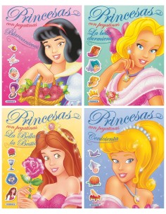 Princesas con pegatinas brillantes 4 Titulos
