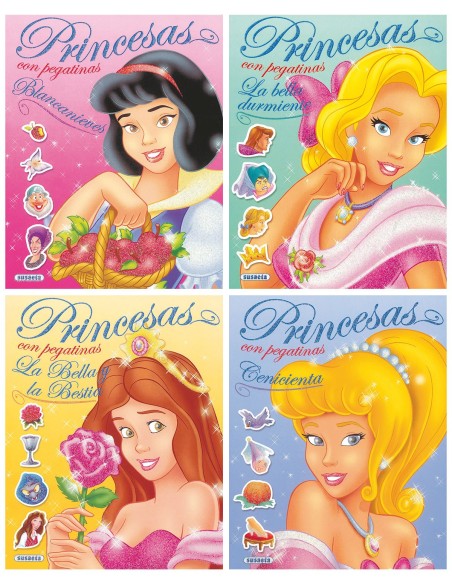 Princesas con pegatinas brillantes 4 Titulos