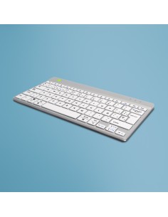 Teclado ergonómico R-Go Compact Break, teclado compacto con software de pausa, QWERTY (ES), bluetooth, blanco