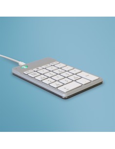 Teclado numérico R-Go Numpad Break, teclado numérico ergonómico con software de pausa, con cable, blanco
