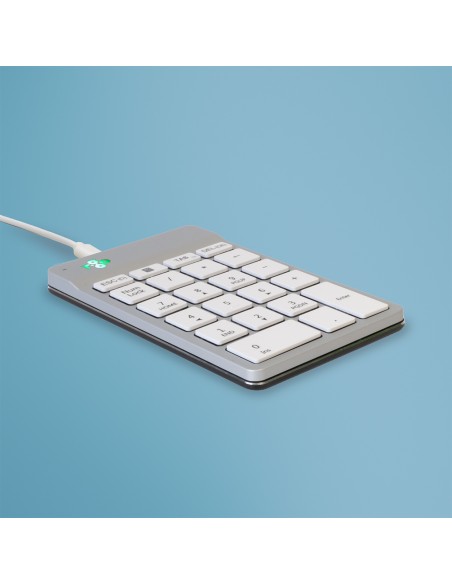 Teclado numérico R-Go Numpad Break, teclado numérico ergonómico con software de pausa, con cable, blanco
