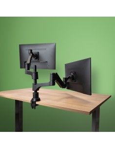 Brazo de monitor R-Go Caparo Dual para dos monitores capacidad de carga de 3-9kg, ajustable con resorte de gas, circular