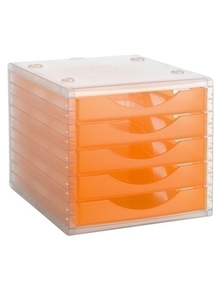 MODULO 5 CAJONES CRISTAL/NARANJA