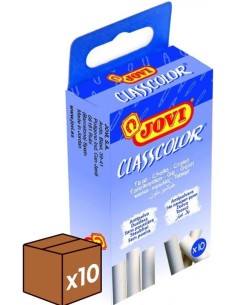 pack 10u caja 10 tizas blancas antipolvo jovi