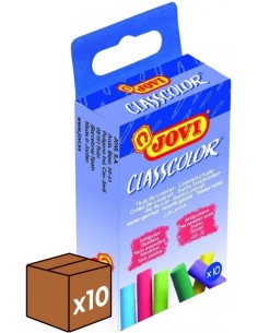 pack 10u caja 10 tizas colores antipolvo jovi