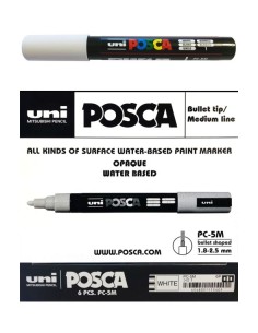 pack 6u marcadodr uni posca pc5m color blanco punta 18 25mm