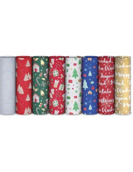 Exp 50 rollitos papel regalo navidad fantasia 70x200cm surtido