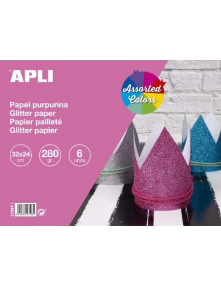 BLOC MANUALIDADES 6H PAPEL PURPURINA 32X24 280G