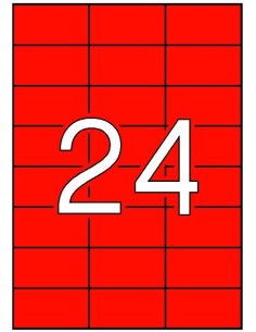 C 20 HOJAS ETIQUETAS COLOR ROJO FLUOR 64X339 CM