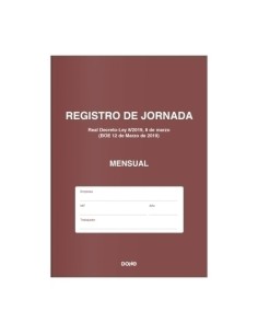 DOHE LIBRO DE REGISTRO DE JORNADA A4 MENSUAL 12 MESES 16 PÁGINAS -5U-