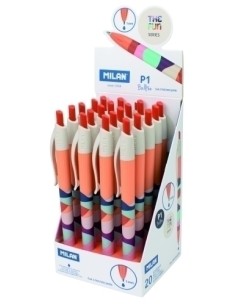 MILAN BOLÍGRAFO P1 SERIE THE FUN CAJA EXPOSITORA 20 TINTA AZUL C/SURTIDOS