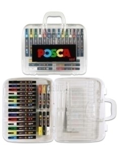 POSCA MARCADORES DE PINTURA NO PERMANENTE PUNTA CÓNICA MALETÍN 20 C/SURTIDOS