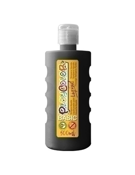 BOTE ERG. TEMPERA LIQ. PLAYCOLOR 500ML NEGRO