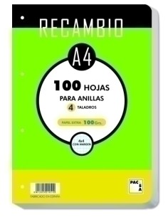 RECAM.PACSA A4 100h 4 TAL. CD.4 C.REDON. - Pack de 20 unidades